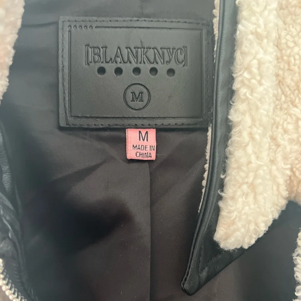 Blank NYC Girls Kids Faux Leather Shearling Jacket Size M - Picture 10 of 11